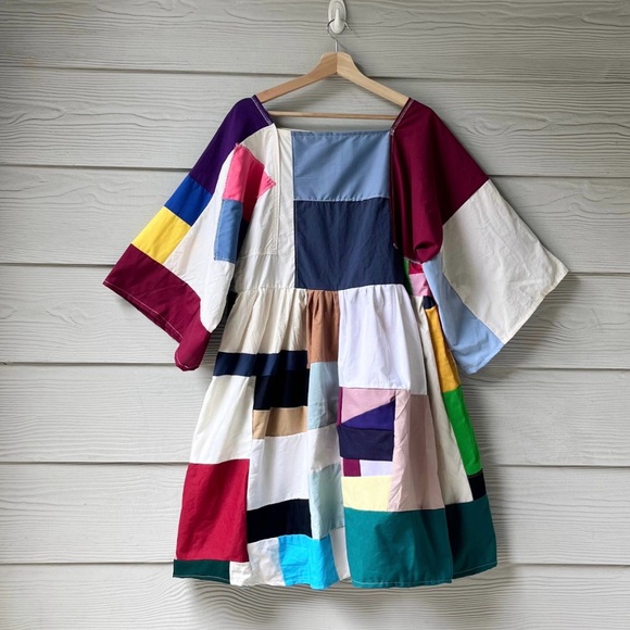 Handmade Quilted Patchwork Colorblock Dress SKU 03073 - Picture 4 of 10
